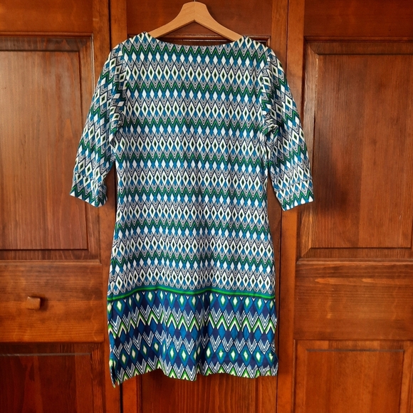 Hatley 100% Cotton Geometric Pattern Elbow Length Sleeve Midi Dress Size M - Picture 10 of 12